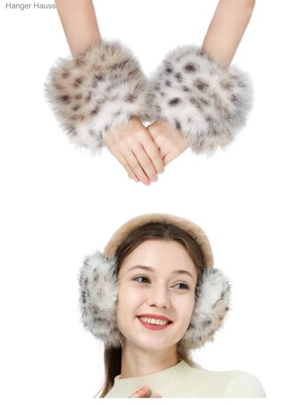 Faux Fur Wrist Cuffs and Earmuffs 2pc Set One Size Winter Cosplay